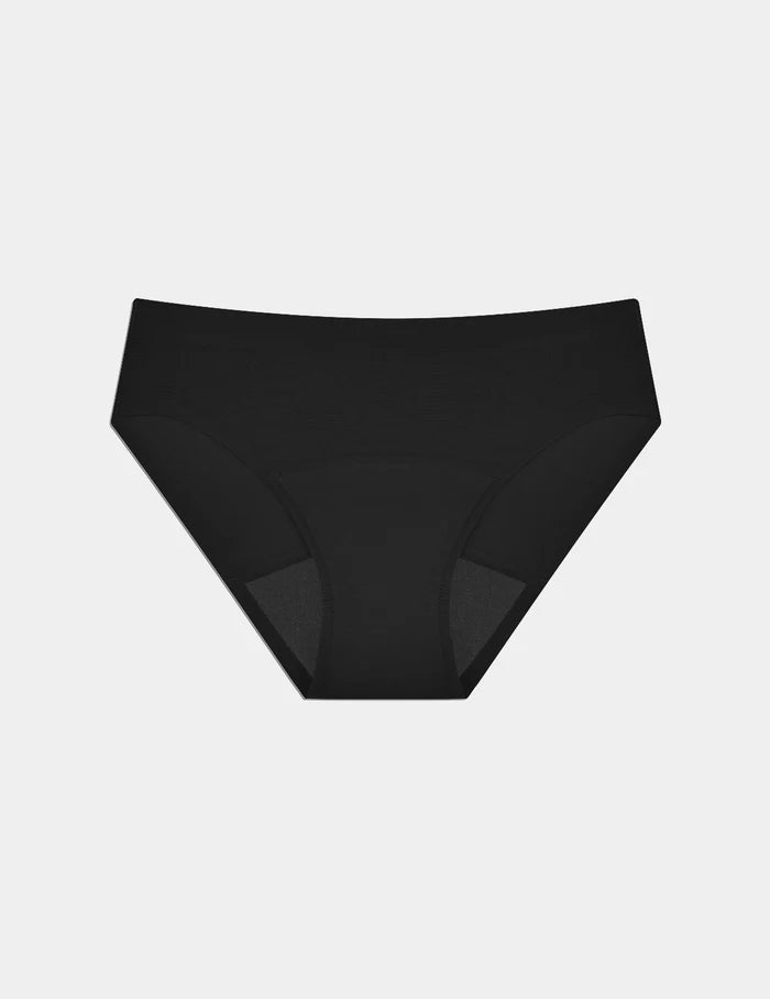 | Teen Super Leakproof® No-Show Bikini shown front-facing against a light gray background | Black