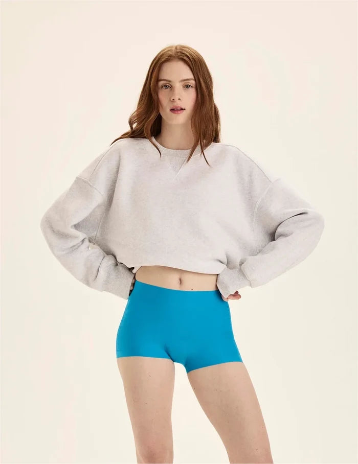 | Front view of model highlighting the coverage and fit | Marina