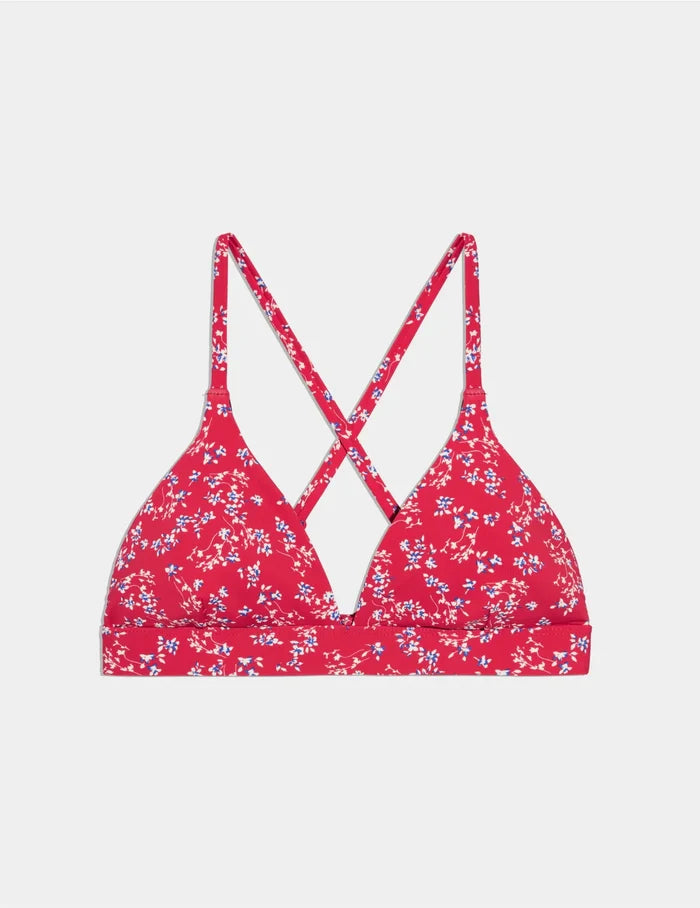 | Teen Triangle Bikini Top shown front-facing against a light gray background | Poppy Petal