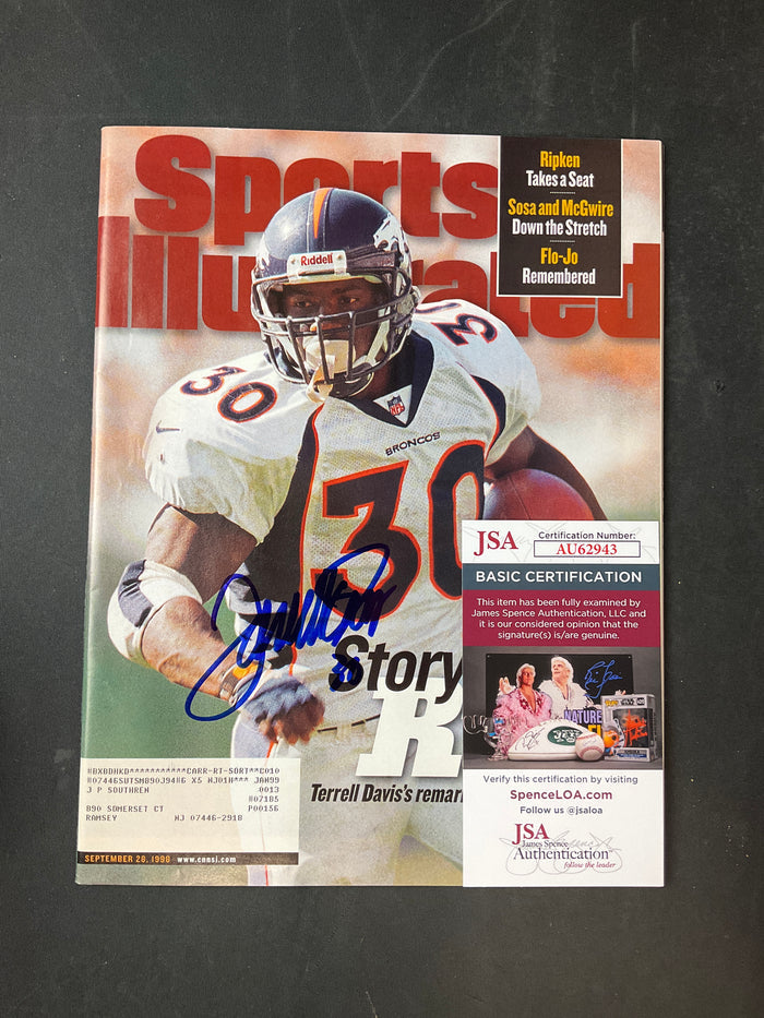 Terrell Davis Signed Sports Illustrated NFL JSA Certified Auto Denver Broncos