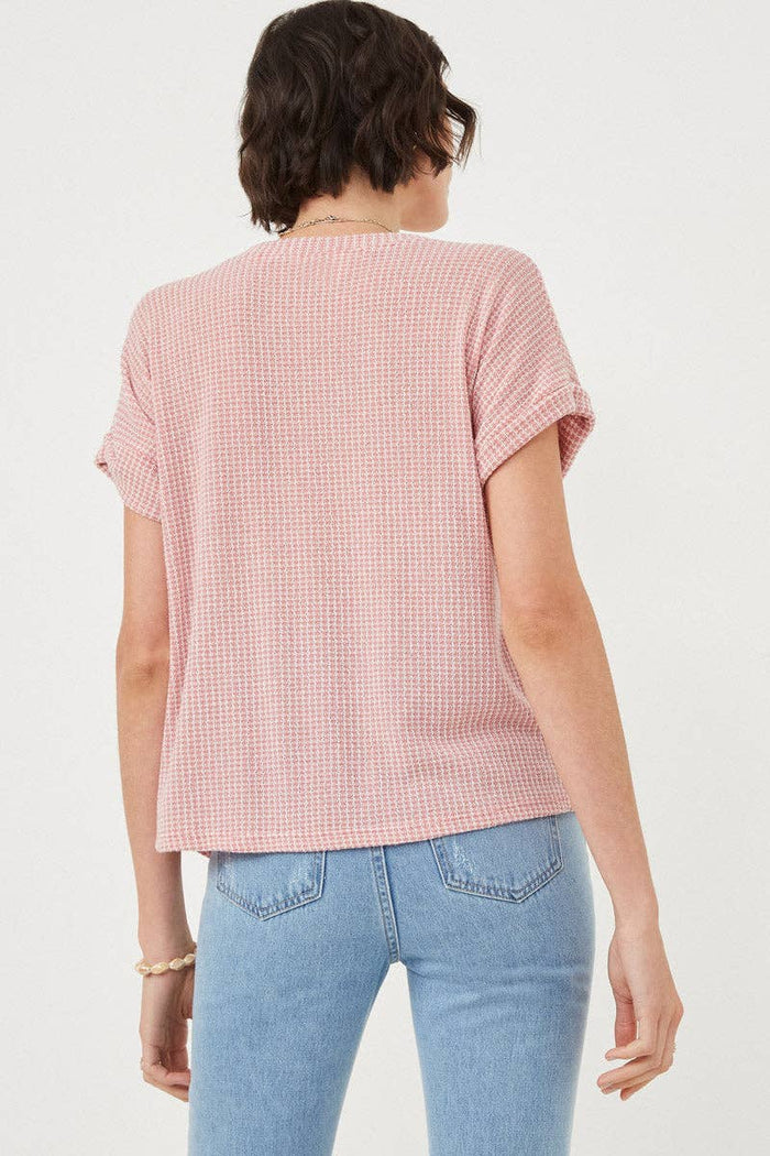 Textured Button Twist Front Top