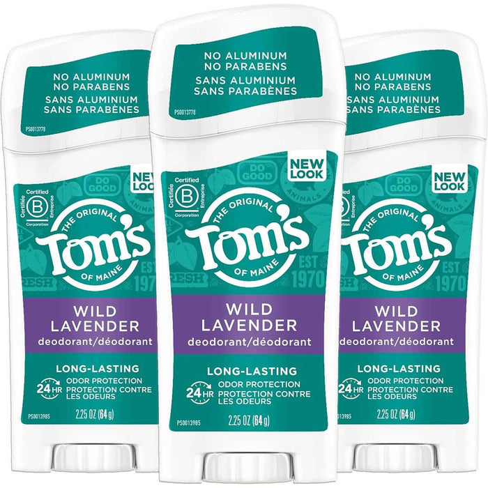 Tom's of Maine Long-Lasting Aluminum-Free Natural Deodorant for Women, Wild Lavender, 2.25 oz. 3-Pack