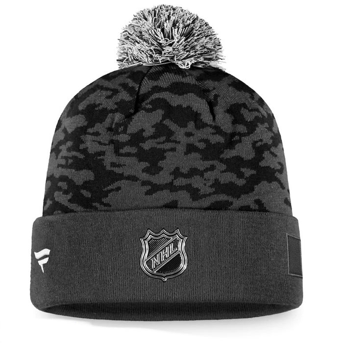 Toronto Maple Leafs Fanatics Branded Charcoal Military Appreciation Cuffed Knit Hat with Pom