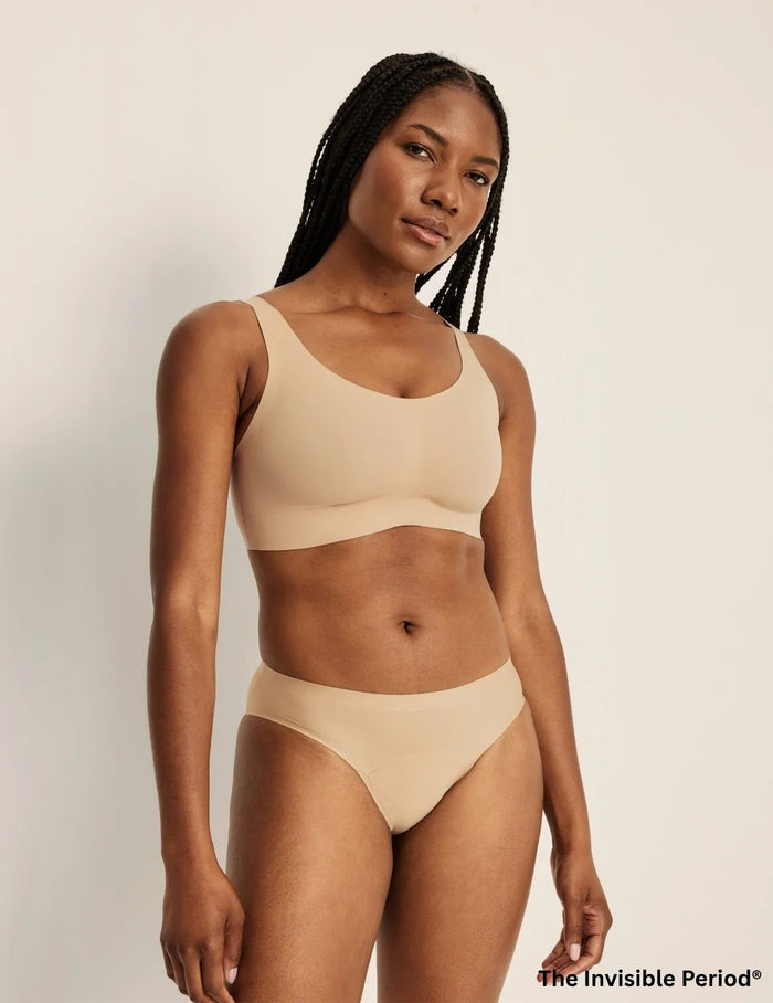 | Front view of model highlighting the coverage and fit | Warm Sand
