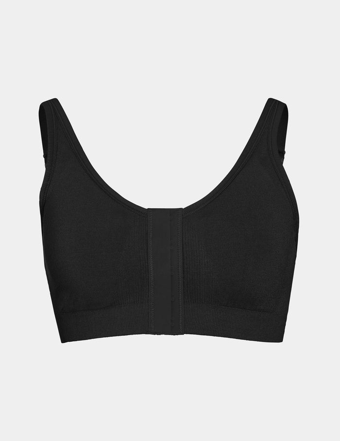 | View of Ultra Soft Front Closure Bra shown front-facing against a light gray background | Black