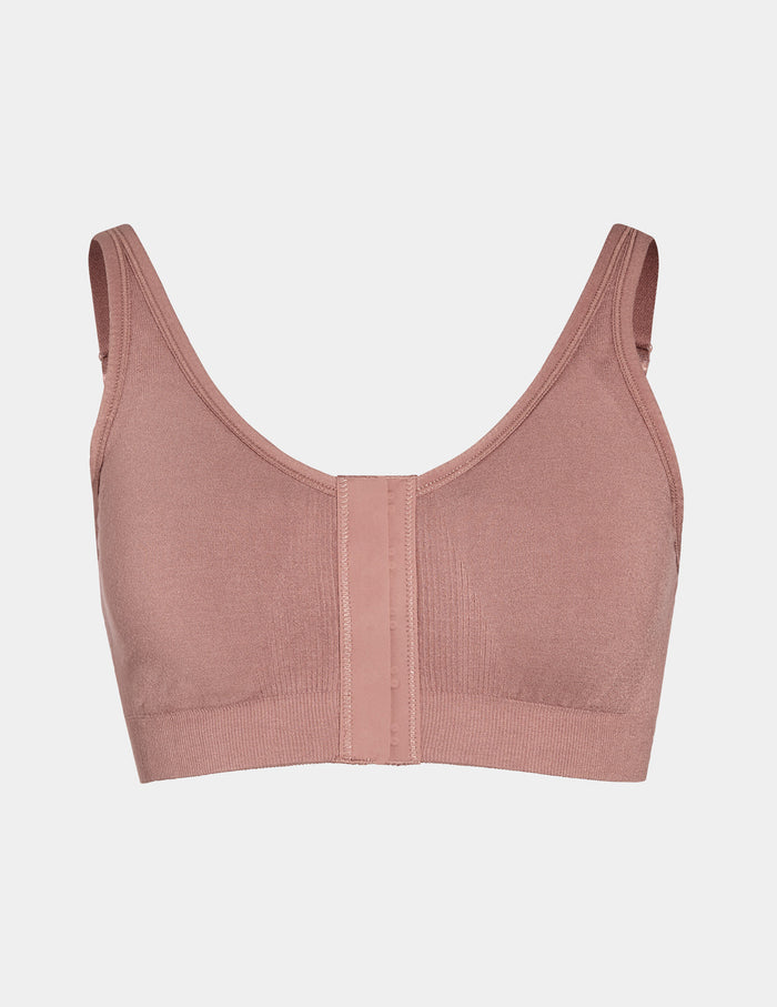 | View of Ultra Soft Front Closure Bra shown front-facing against a light gray background | Bisque