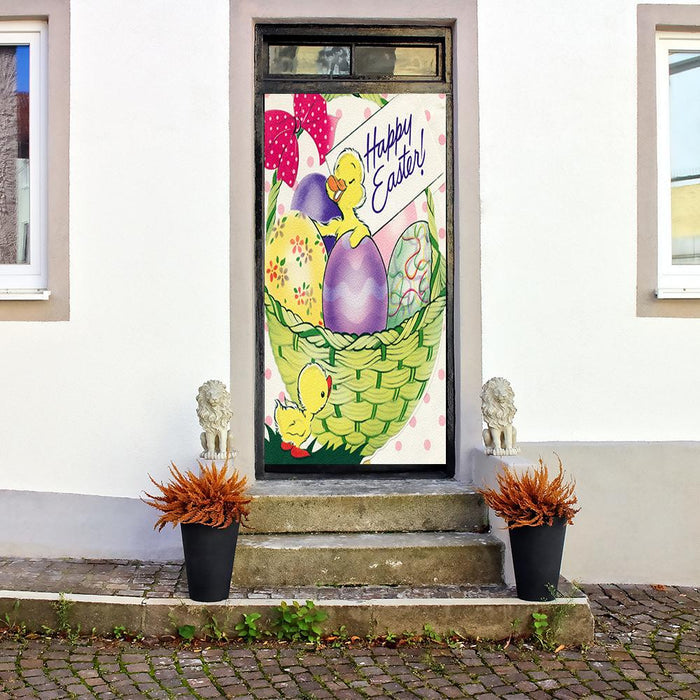 DoorFoto Door Cover Vintage Easter Chicks