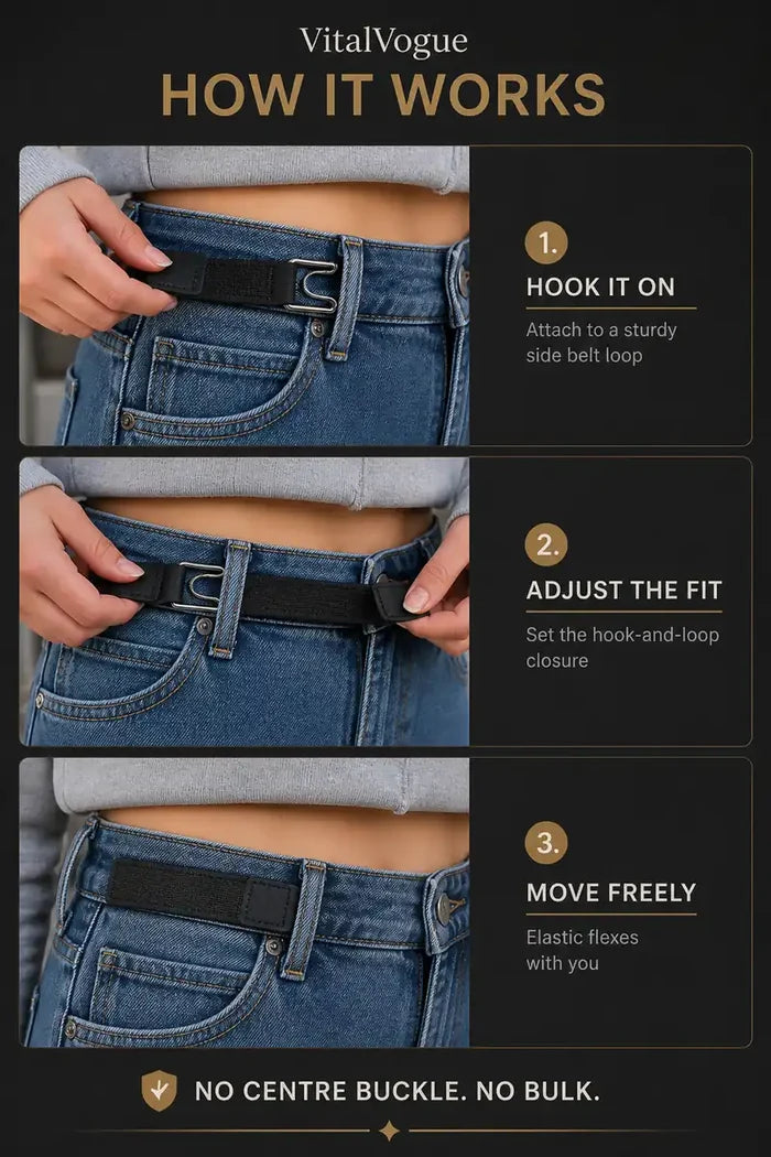 VitalVogue No-Buckle Stretch Belt: Slim, Secure & Comfortable for Men and Women