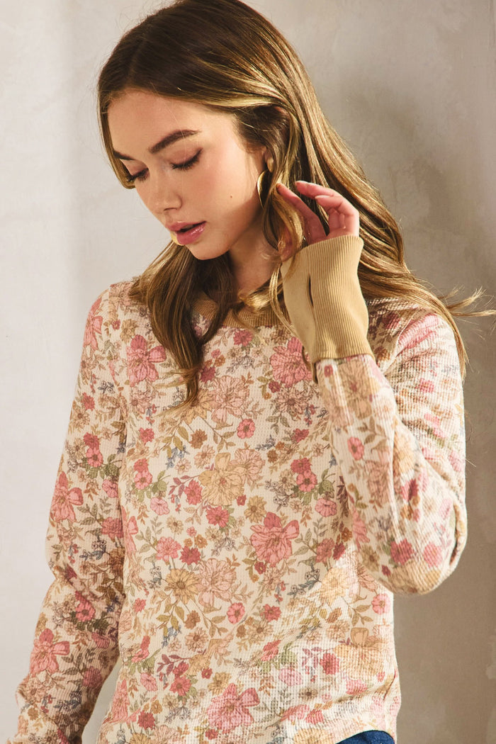 Waffle Floral Top