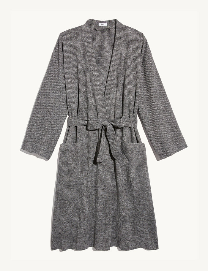 | Waffle Robe shown front-facing against a light gray background | Dark Grey Marle