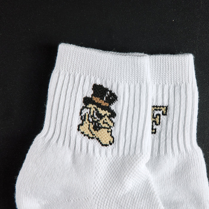 Del Campo Wake Forest Demon Deacons golf socks, embroidered Demon Deacon head detail