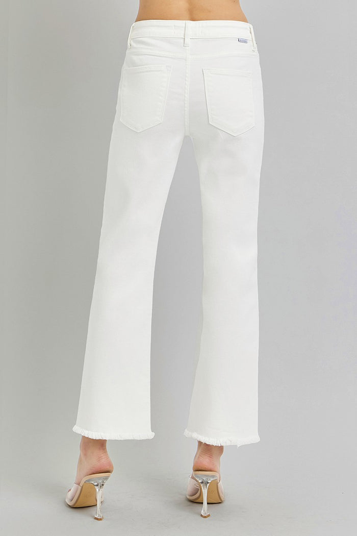 White Mid Rise Crop Jean