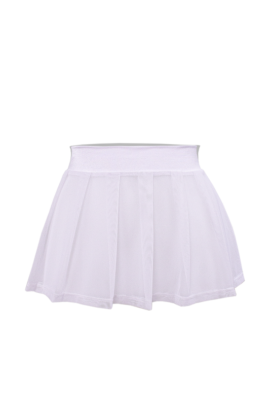 Pleated Mini skirt sheer mesh / Festival & Rave skirt / WHITE,SKIRTS & PANTS - EXES LINGERIE