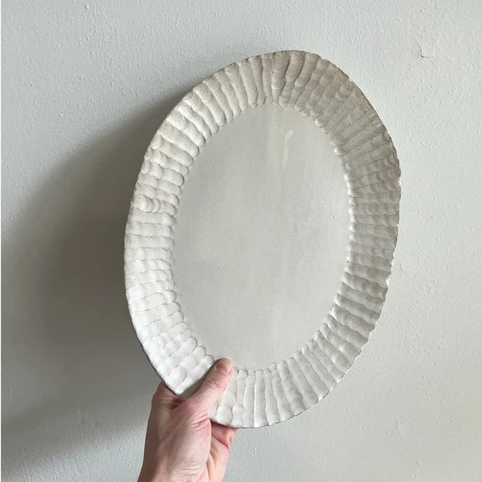 Wide Oblong Ribbed Edge Platter