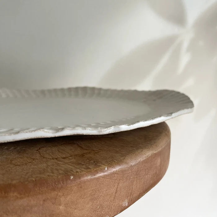 Wide Oblong Ribbed Edge Platter