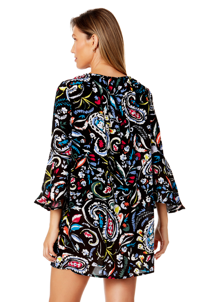 Women's Dance Floor Paisley Bell Sleeve Tunic Swimsuit Cover Up - FINAL SALE