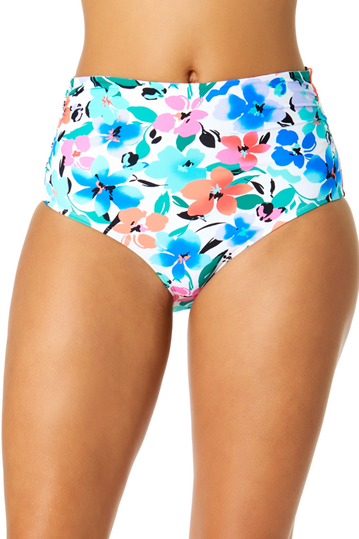 Women's Fiore Fold Over High Waist Shirred Bikini Swim Bottoms
