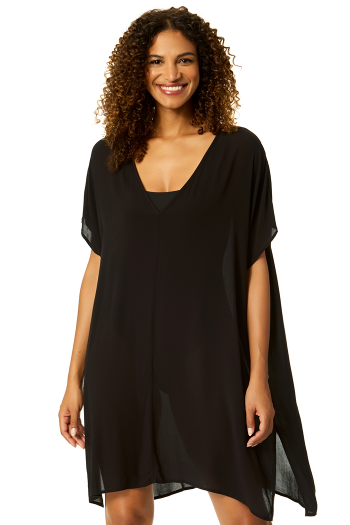 Women's Live In Color Black Easy Tunic Swimsuit Cover Up