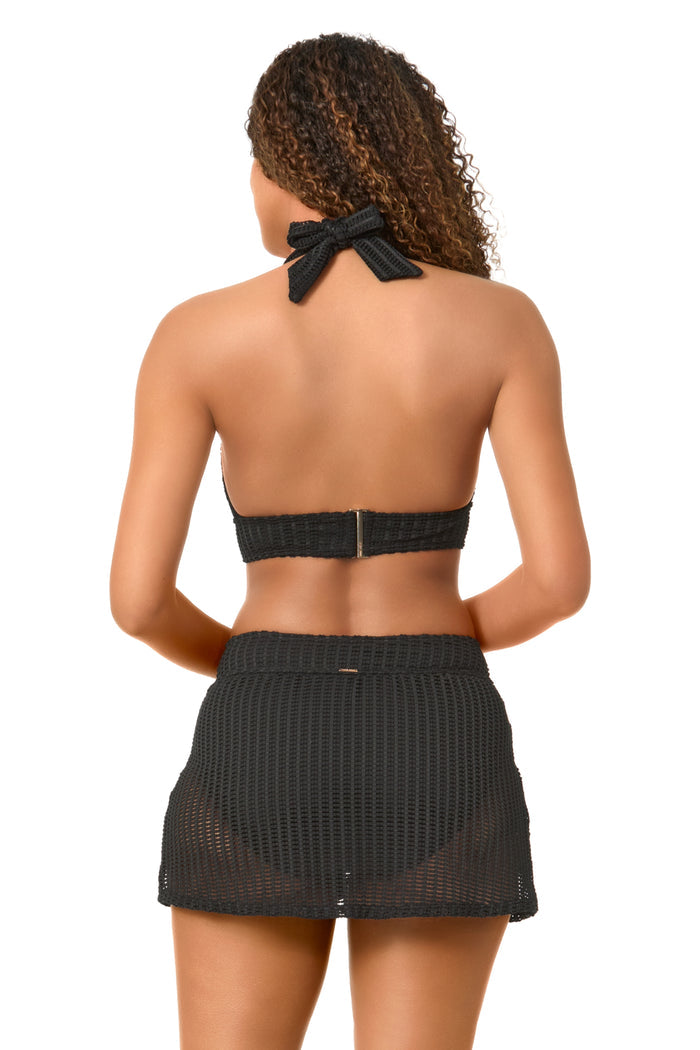 Women's Live In Color Textured Black Halter Bikini Top