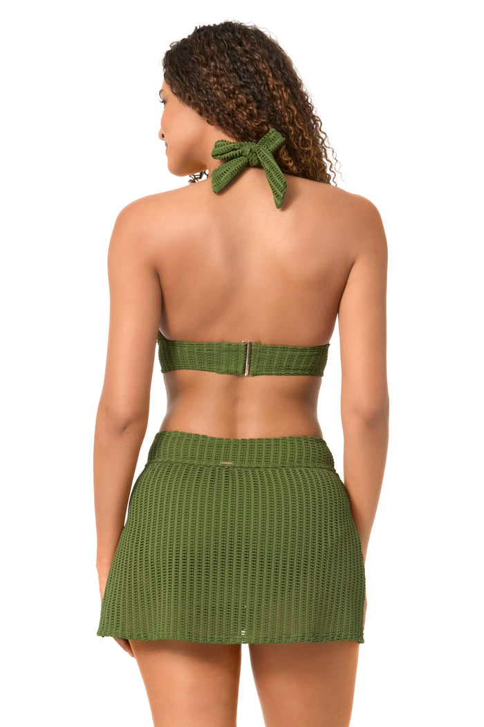 Women's Live In Color Textured Olive Halter Bikini Top