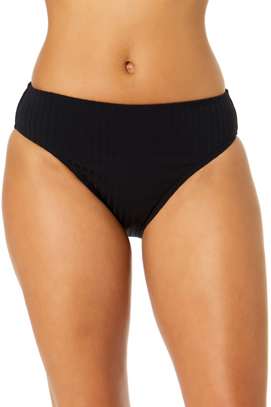 Women's Luna Snap Black Clean Midrise Swim Bottom