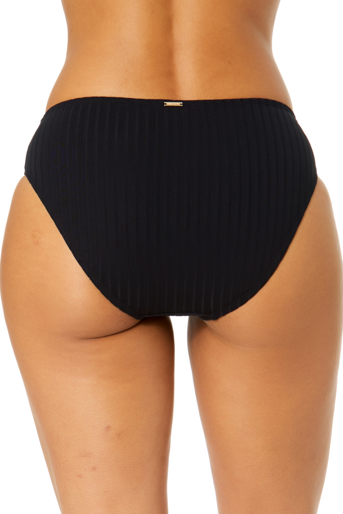 Women's Luna Snap Black Clean Midrise Swim Bottom