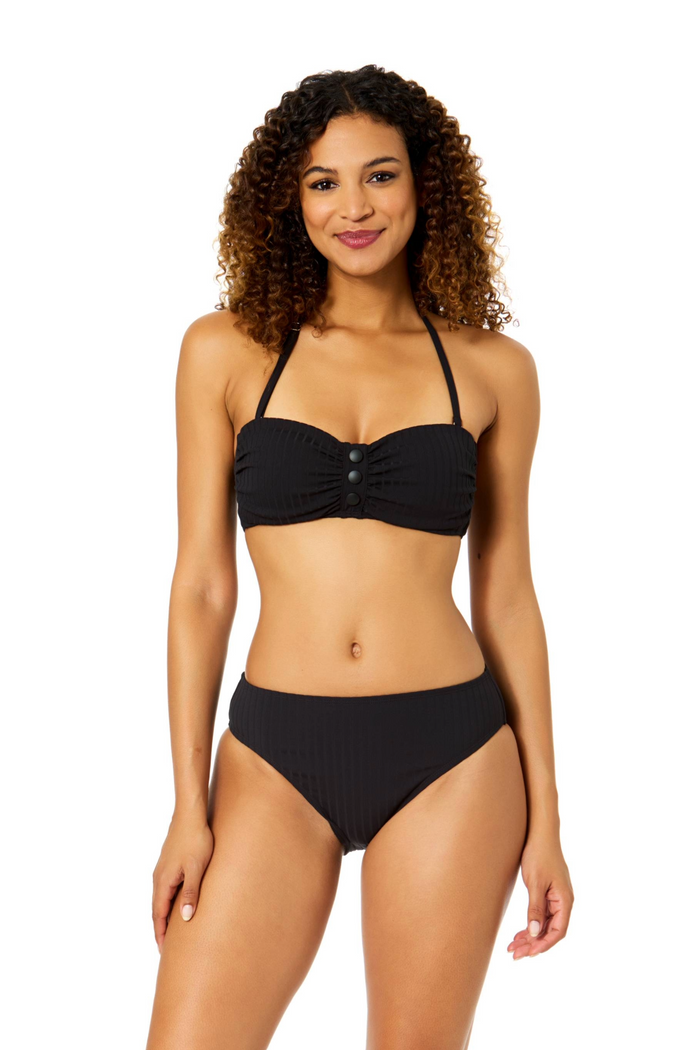Women's Luna Snap Black Snap Front Bandeau Bikini Swim Top