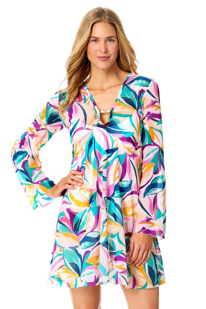 Women's Mexican Riviera Keyhole Mesh Maxi Dress Swimsuit Cover Up
