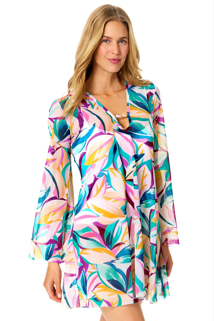 Women's Mexican Riviera Keyhole Mesh Maxi Dress Swimsuit Cover Up