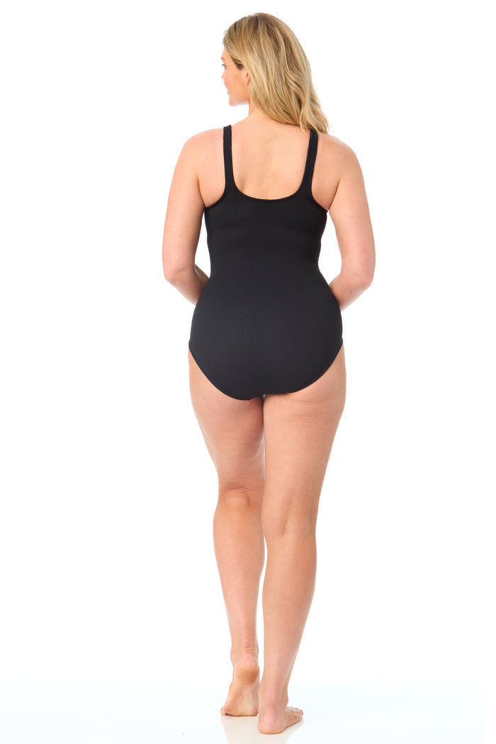 Women's One Size Fits Most Black One Piece Swimsuit