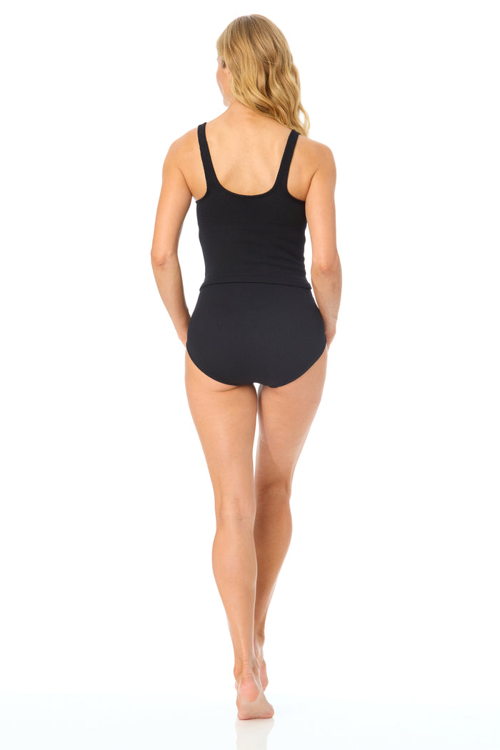 Women's One Size Fits Most Black Tankini Swim Top