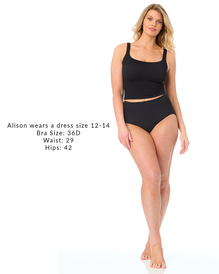 Women's One Size Fits Most Black Tankini Swim Top
