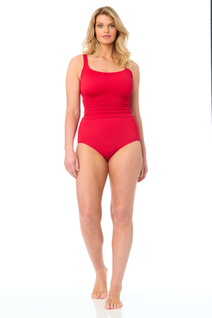 Women's One Size Fits Most Ruby Red Tankini Swim Top