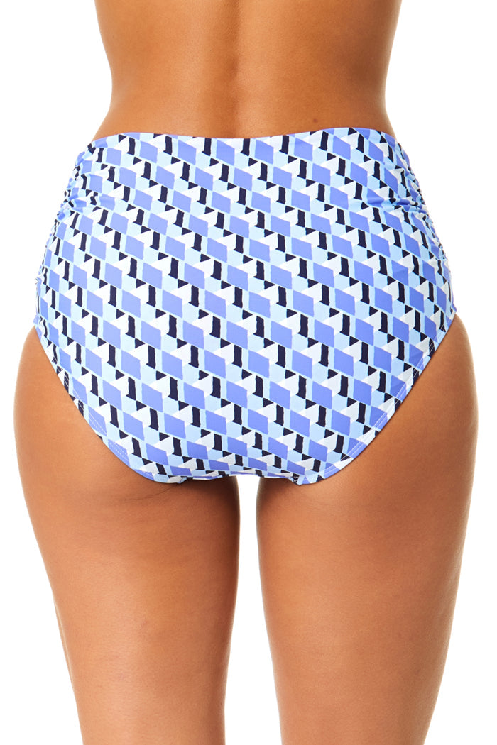 Women's Pacific Fold Over High Waist Shirred Bikini Swim Bottoms