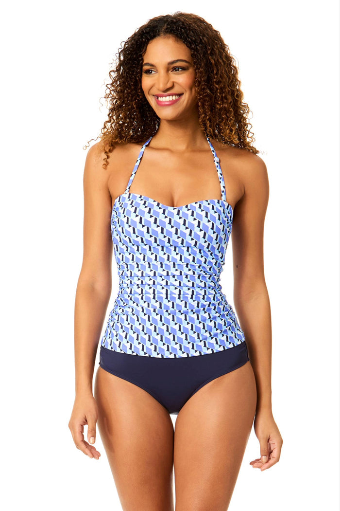Women's Pacific Shirred Strapless Bandeau Tankini Swim Top