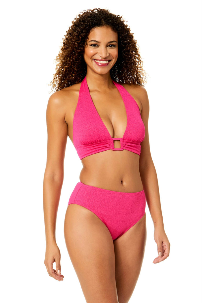Women's Peruvian Crepe Orchid Tie Back Halter Bikini Swim Top
