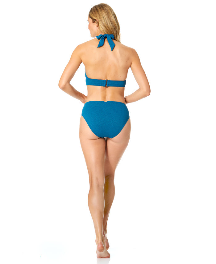 Women's Peruvian Crepe Peacock Tie Back Halter Bikini Swim Top