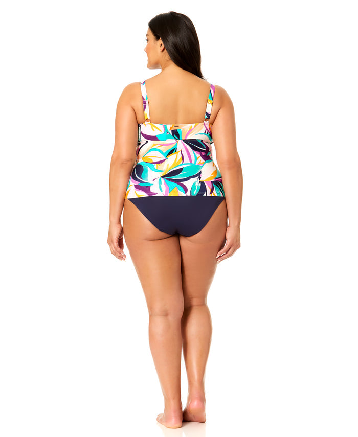Women's Plus Mexican Riviera Hidden Underwire Drape Front Tankini Swim Top