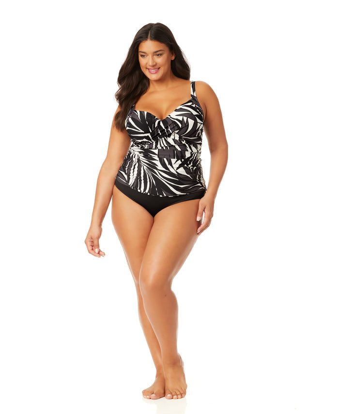 Women's Plus Palm Chic Drape Front Underwire Swim Top