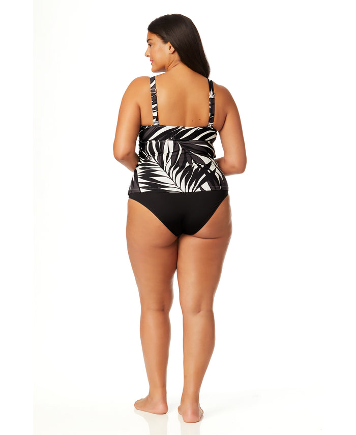 Women's Plus Palm Chic Drape Front Underwire Swim Top