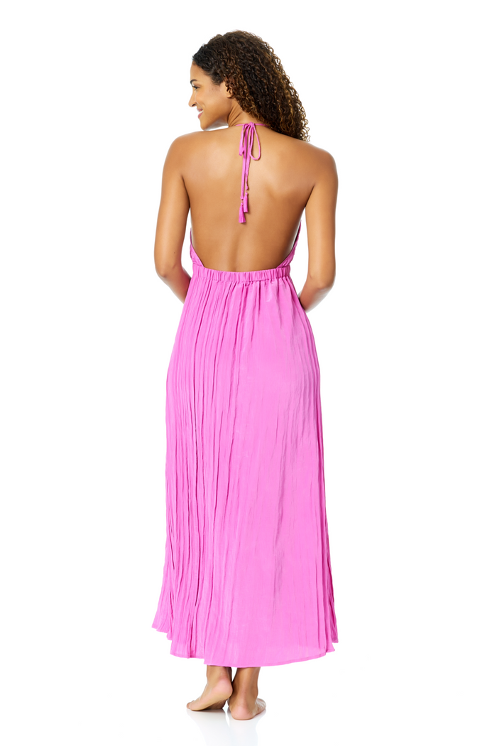 Women's Rose Violet V Neck Jewel Maxi Dress With Spaghetti Straps Cover Up