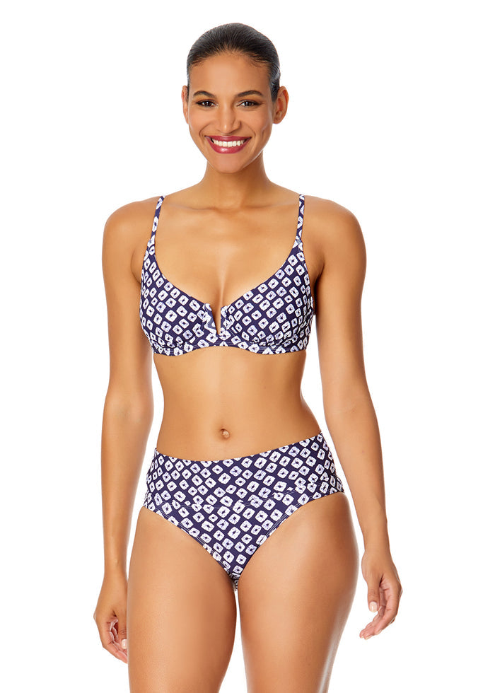 Women's Shibori Geo V Wire Underwire Bikini Swim Top - FINAL SALE
