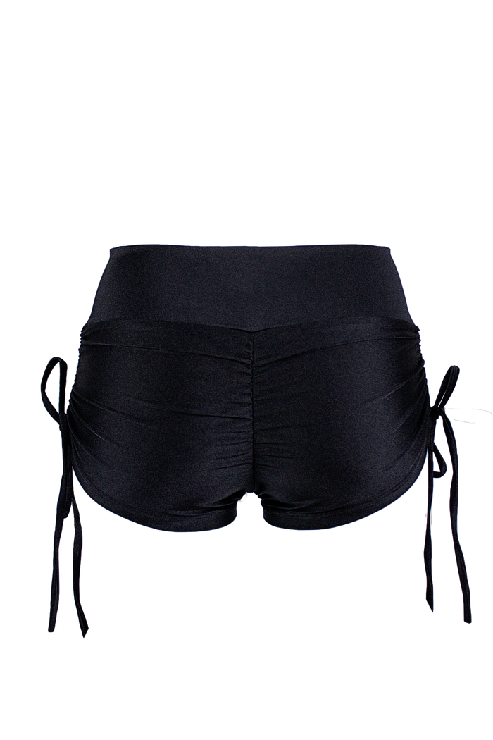 Drawstring side Short Scrunch Back / SHORT V / Black - EXES LINGERIE