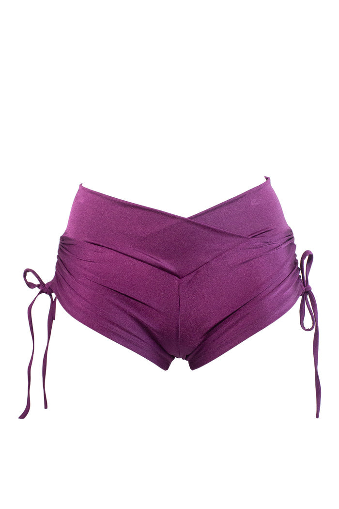 Drawstring side Shorts Scrunch Back / SHORTS V / GRAPE,BOTTOMS - EXES LINGERIE