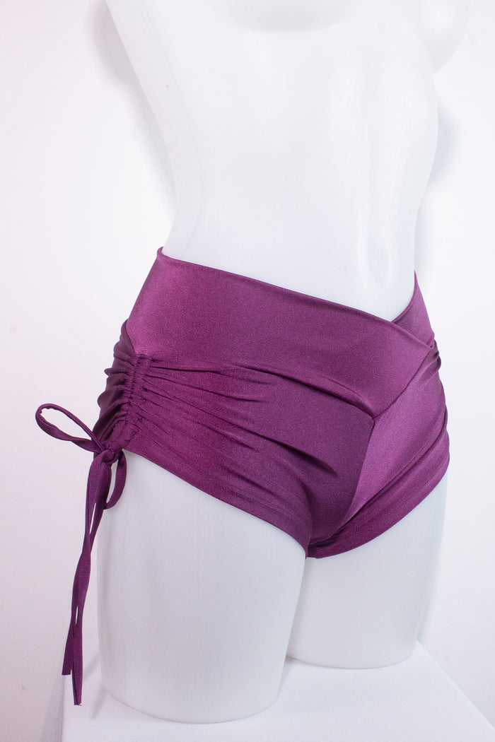 Drawstring side Shorts Scrunch Back / SHORTS V / GRAPE,BOTTOMS - EXES LINGERIE