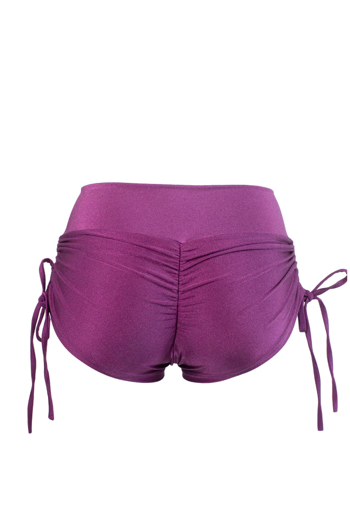 Drawstring side Shorts Scrunch Back / SHORTS V / GRAPE,BOTTOMS - EXES LINGERIE