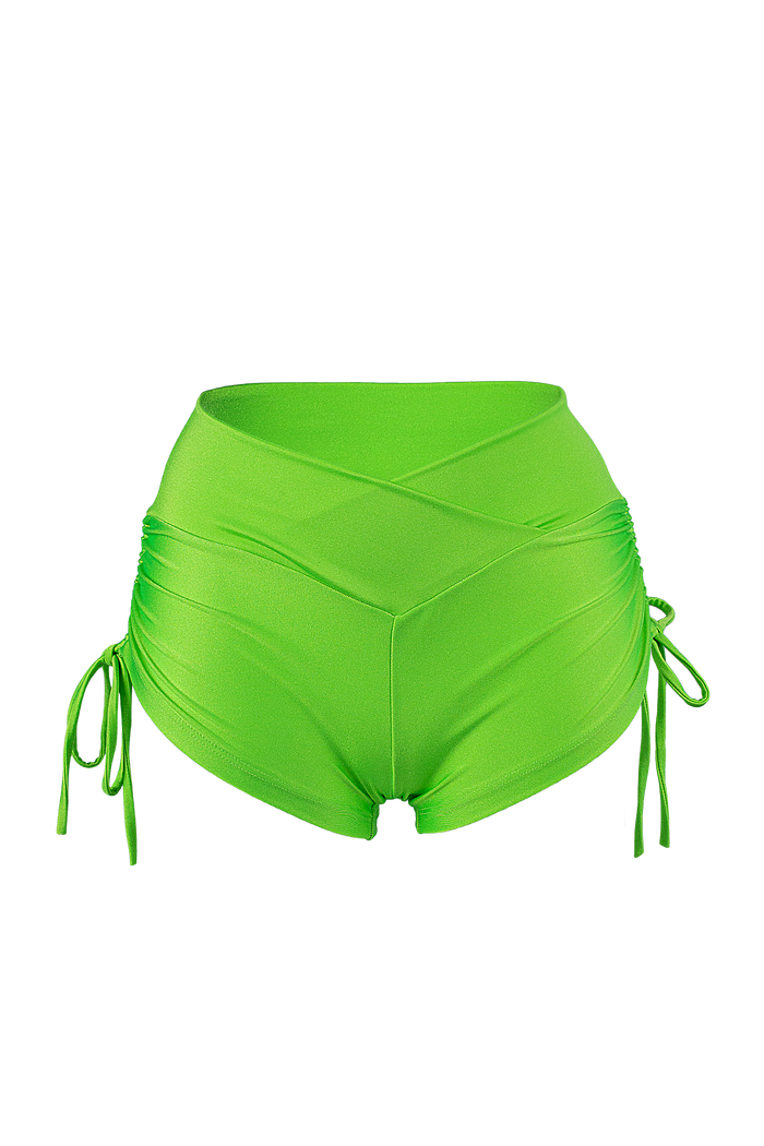 Drawstring side Short Scrunch Back / SHORT V / NEON LIME - EXES LINGERIE