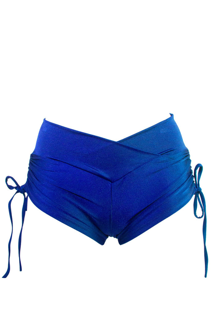 Drawstring side Shorts Scrunch Back / SHORTS V / ROYAL,BOTTOMS - EXES LINGERIE
