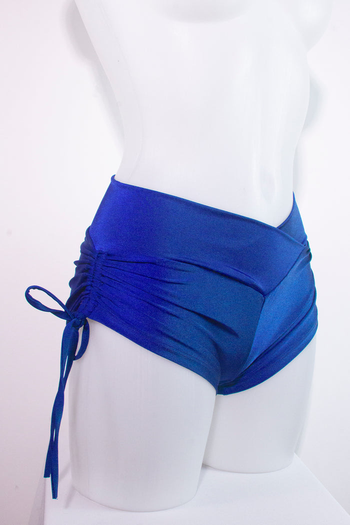 Drawstring side Shorts Scrunch Back / SHORTS V / ROYAL,BOTTOMS - EXES LINGERIE