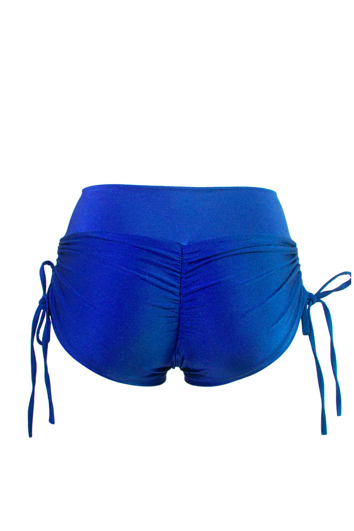 Drawstring side Shorts Scrunch Back / SHORTS V / ROYAL,BOTTOMS - EXES LINGERIE